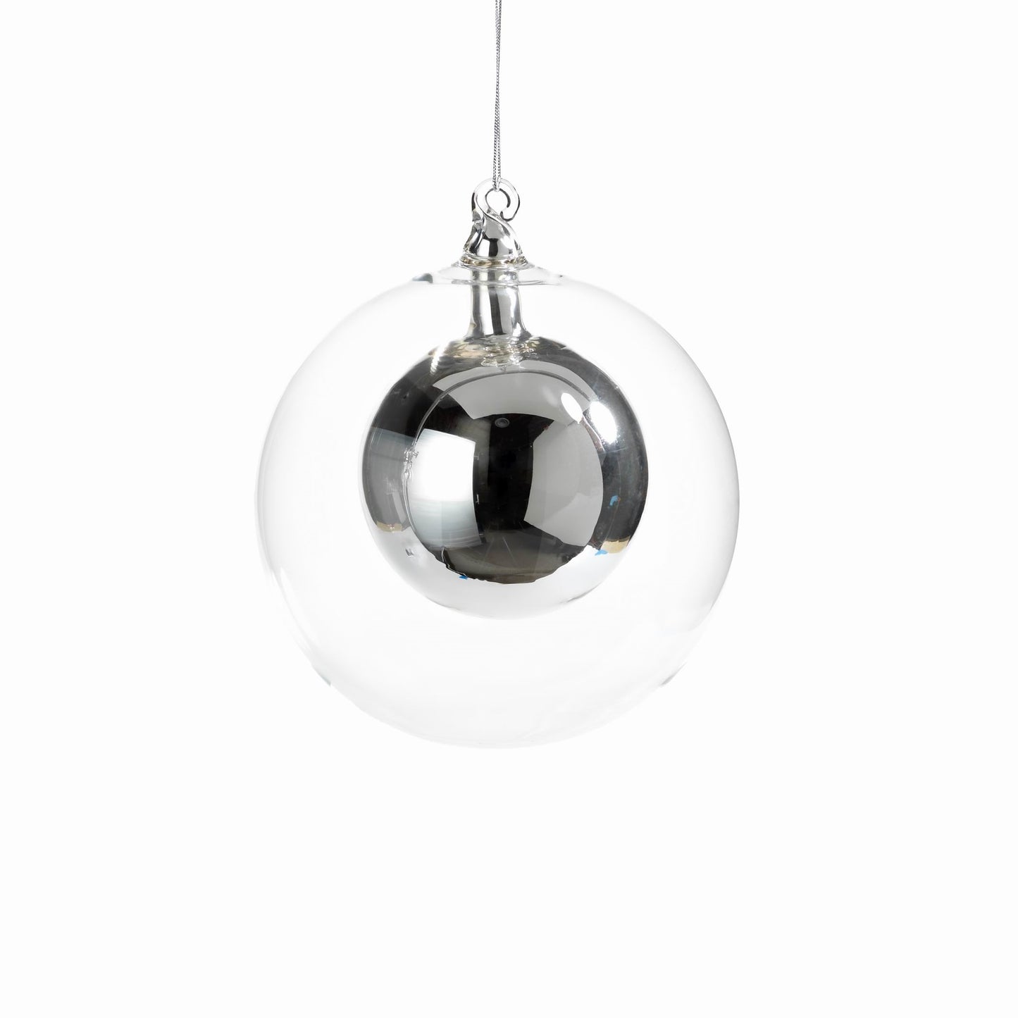 Double Glass Ball Ornament - Silver - Ornaments by Carlyle Avenue