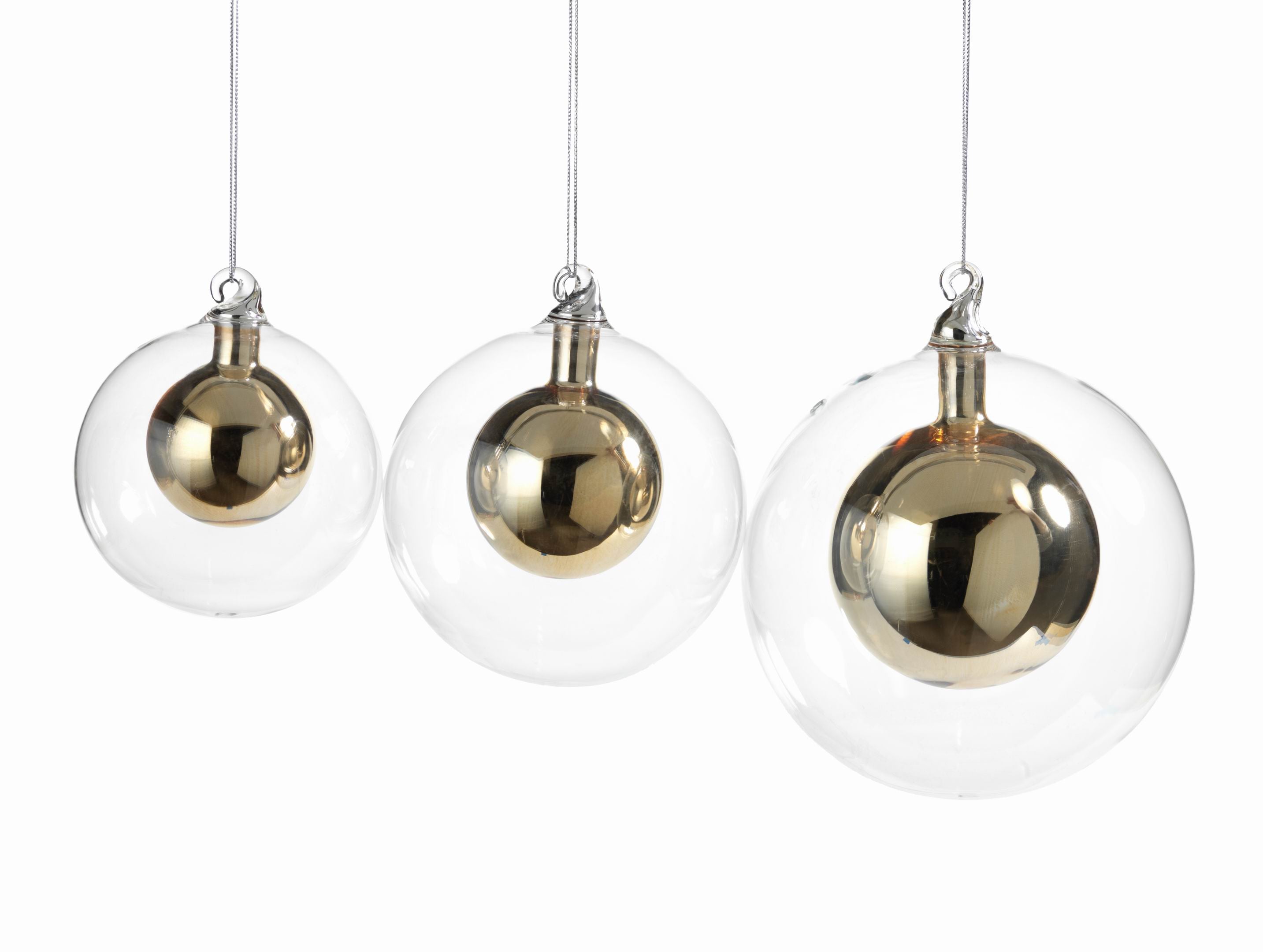 Double Glass Ball Ornament - Gold - CARLYLE AVENUE