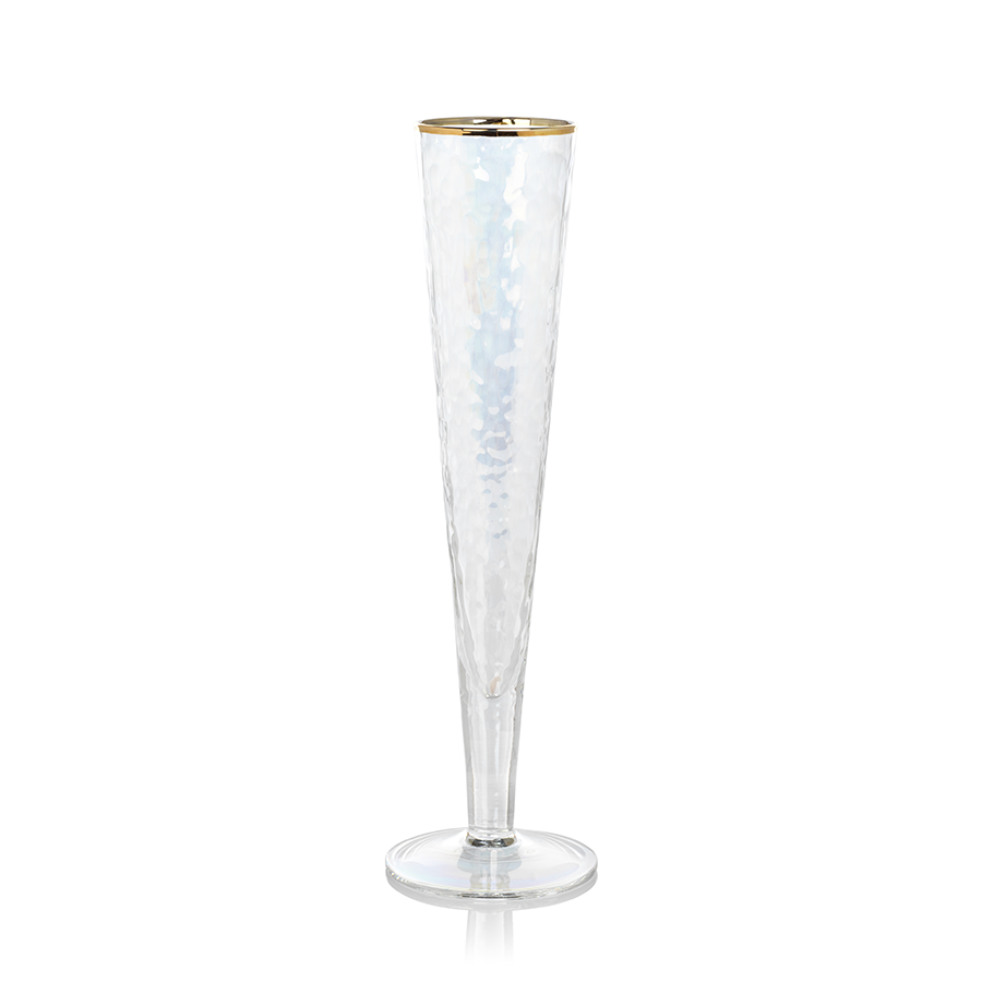 Aperitivo Slim Champagne Flute - Luster w/Gold Rim - Set of 4
