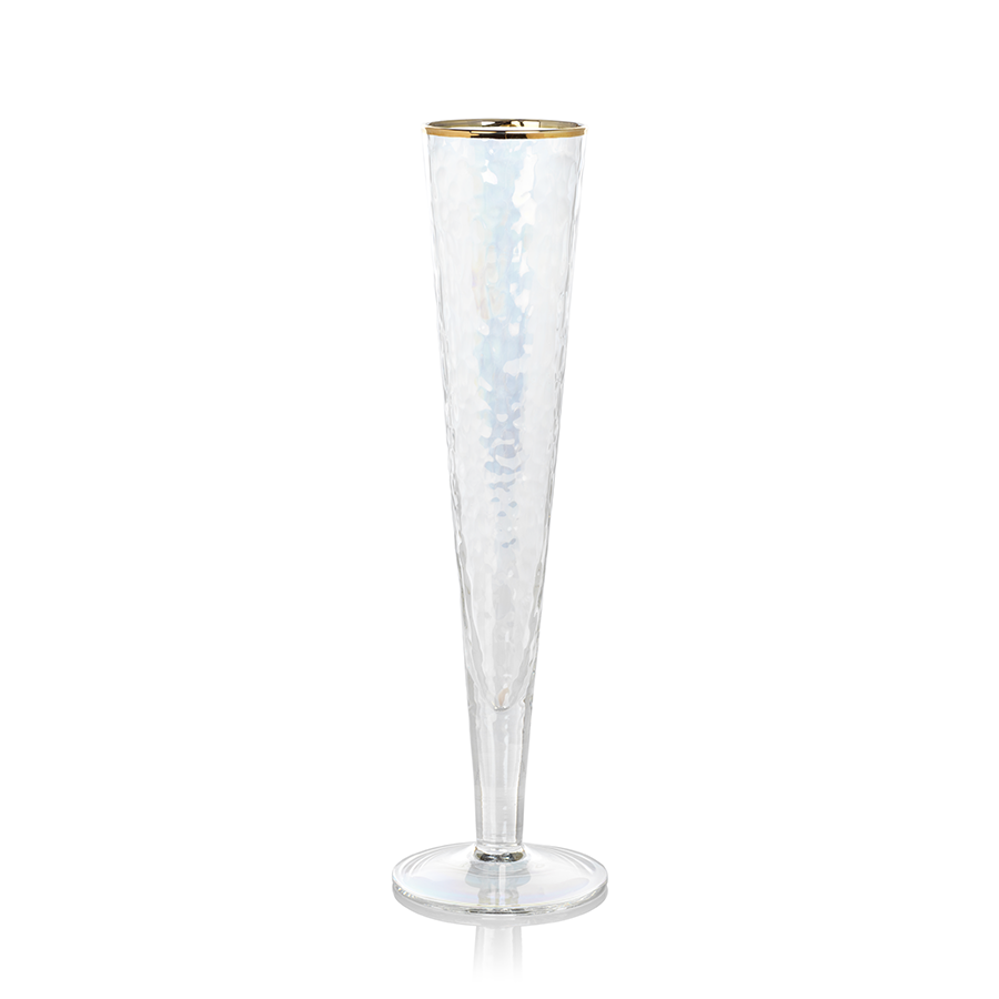 Aperitivo Slim Champagne Flute - Luster w/Gold Rim - Set of 4 - Drinkware by Carlyle Avenue