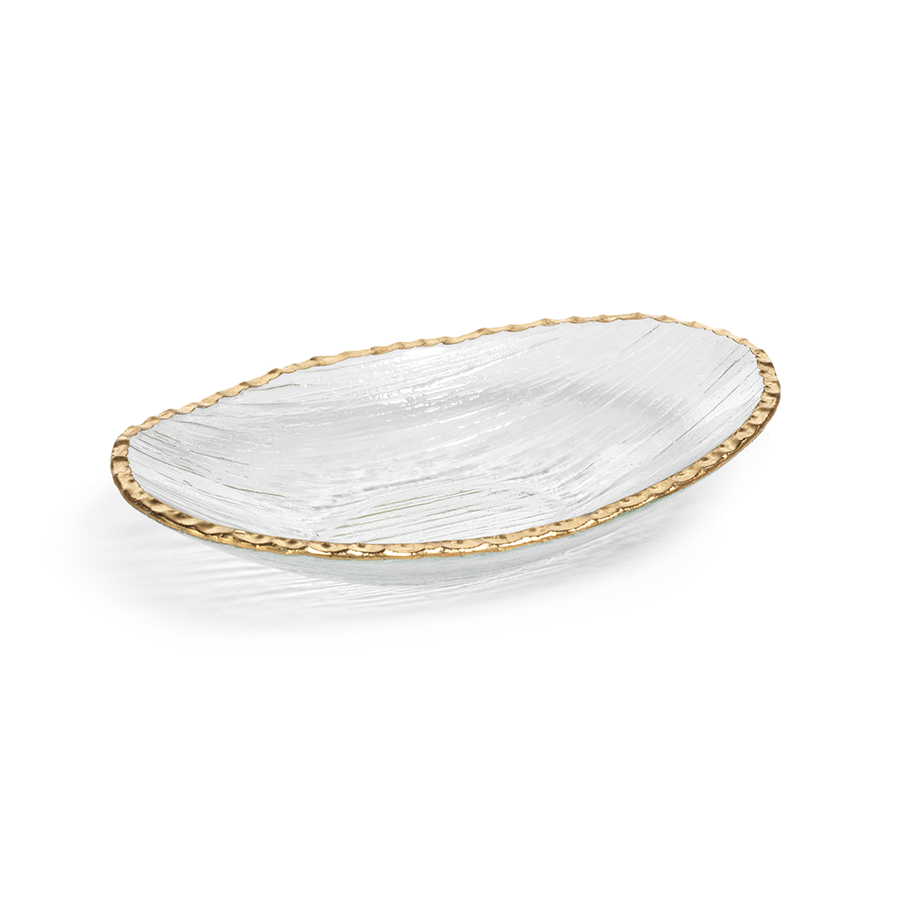 Clear Textured Bowl w/Jagged Gold Rim - Serveware by Carlyle Avenue