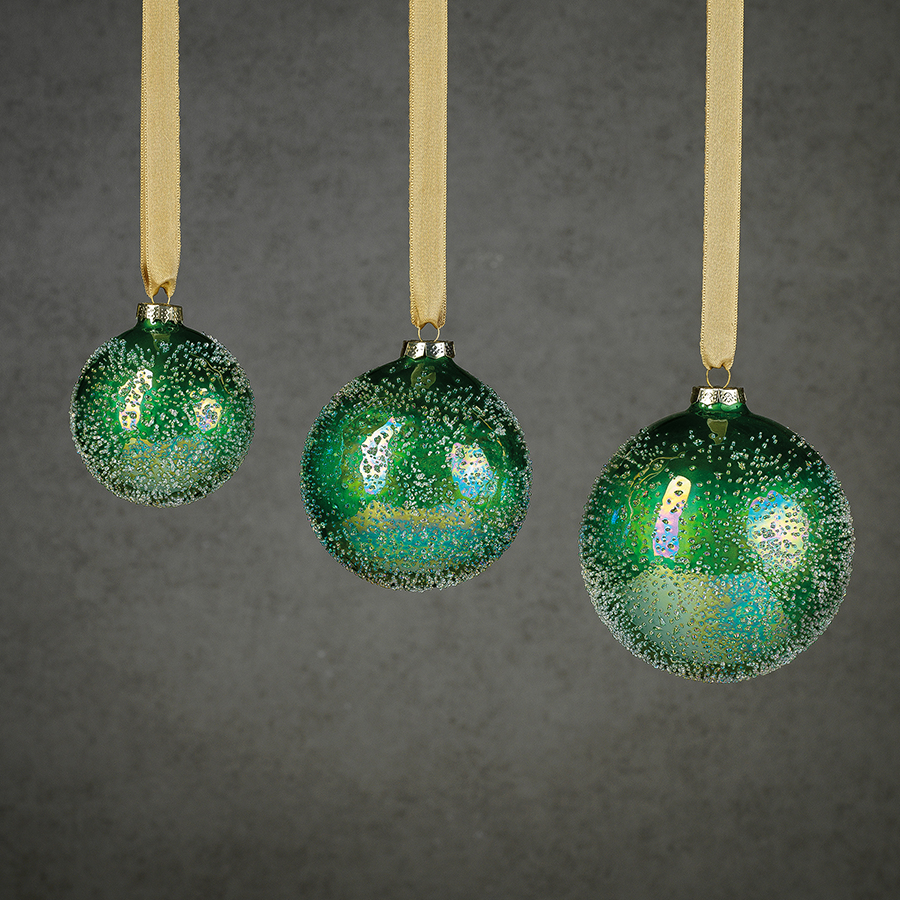 Sugared Green Glass Ornament