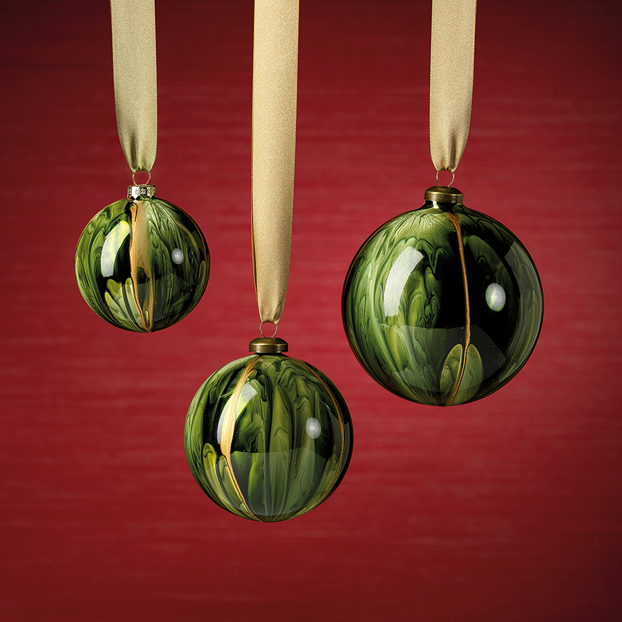 Watercolor Glass Ornament - Shiny Green