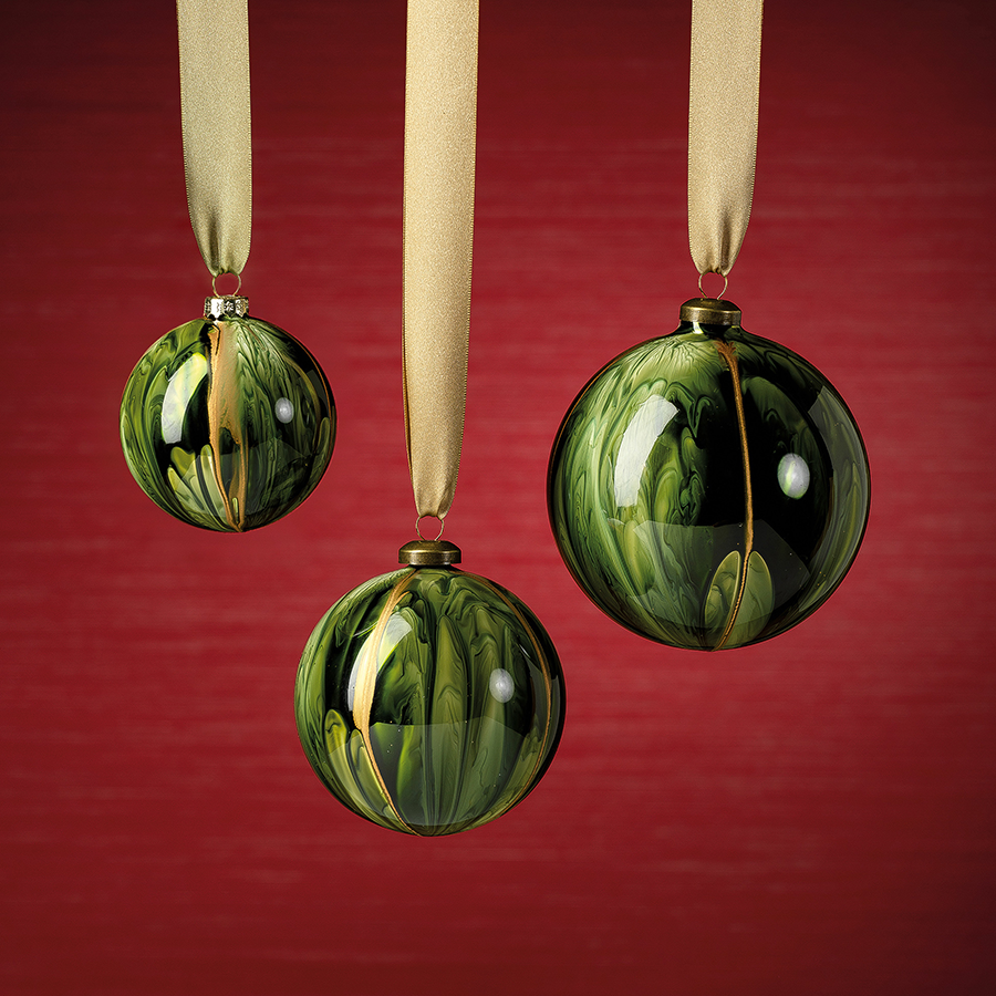 Watercolor Glass Ornament - Shiny Green - Ornaments by Carlyle Avenue