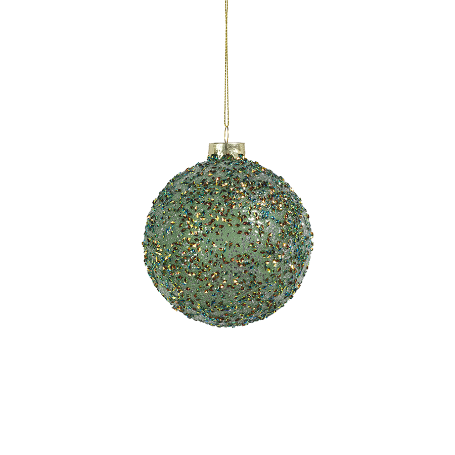 Beaded Glass Ball Ornament - Green - Ornaments by Carlyle Avenue