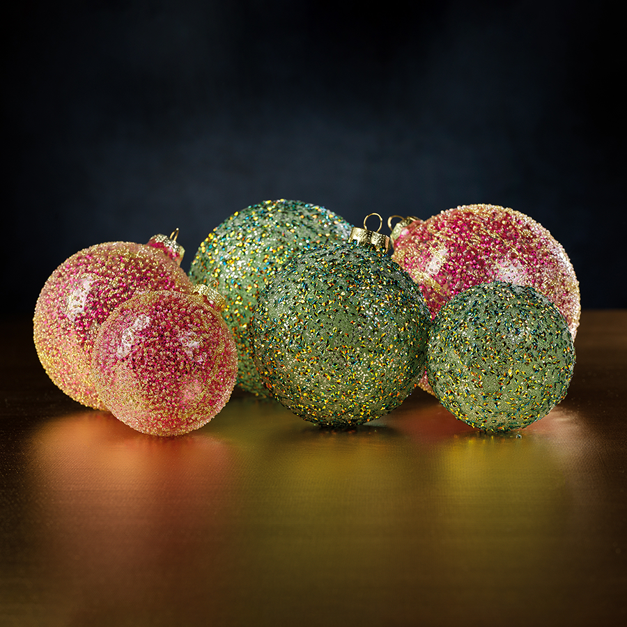 Glitter Glass Ball Ornament - Fuschia & Gold - Ornaments by Carlyle Avenue