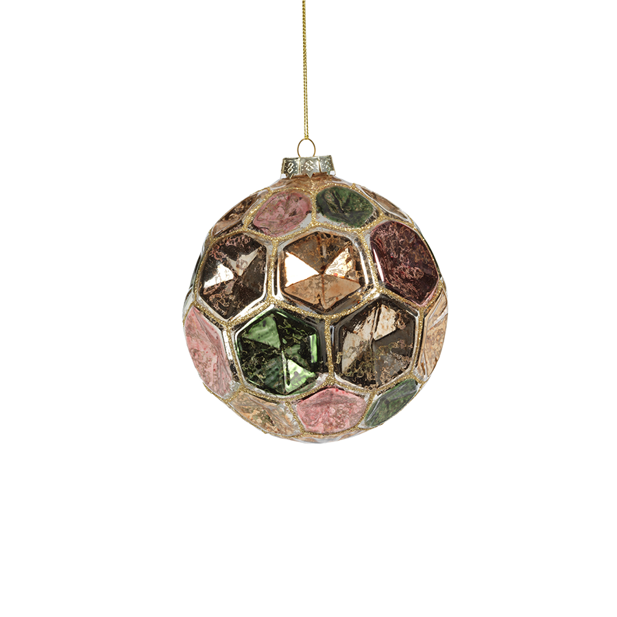 Dimpled Multicolored Ball Ornament - Gold w/Autumn Jewel Tones - Ornaments by Carlyle Avenue