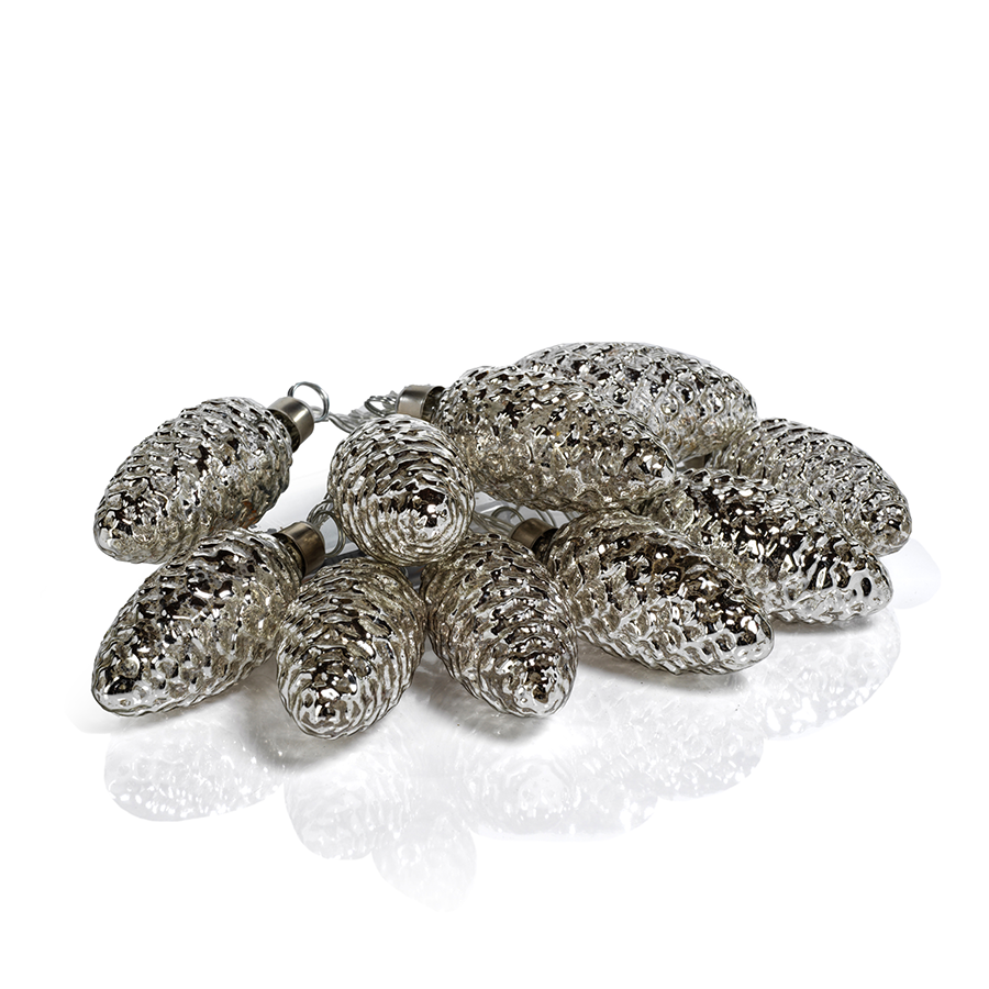 Set of 10 Pinecone LED String Lights in Gift Box - Silver - Lighting by Carlyle Avenue
