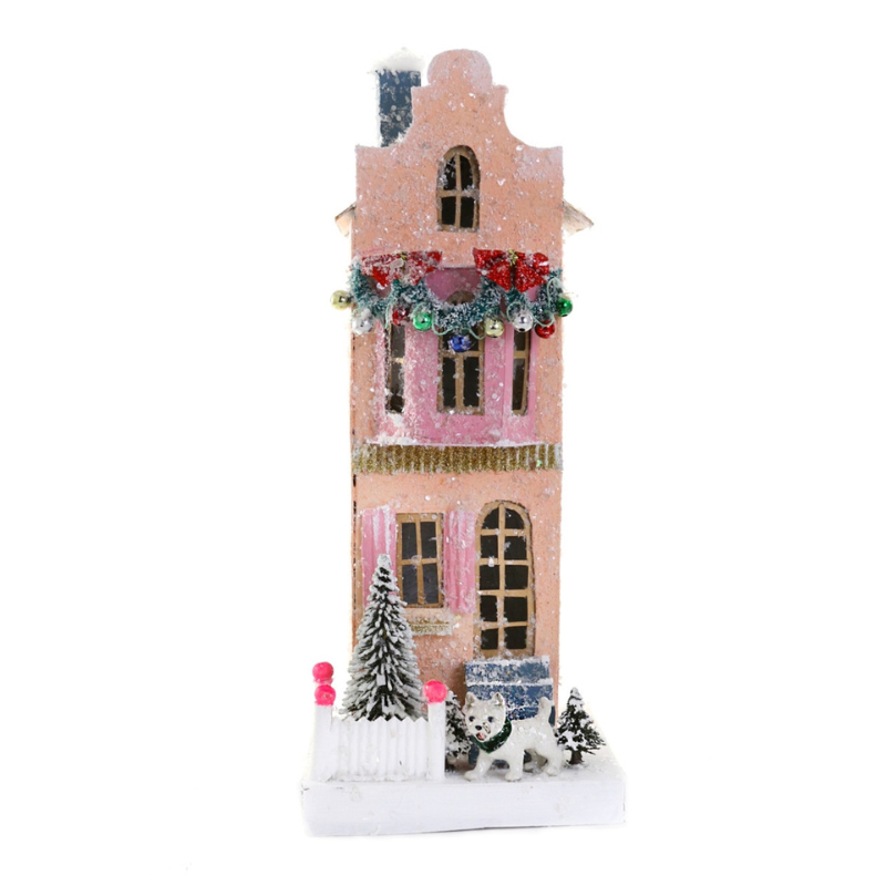 Pink Holiday Townhouse - Christmas Decor by Carlyle Avenue