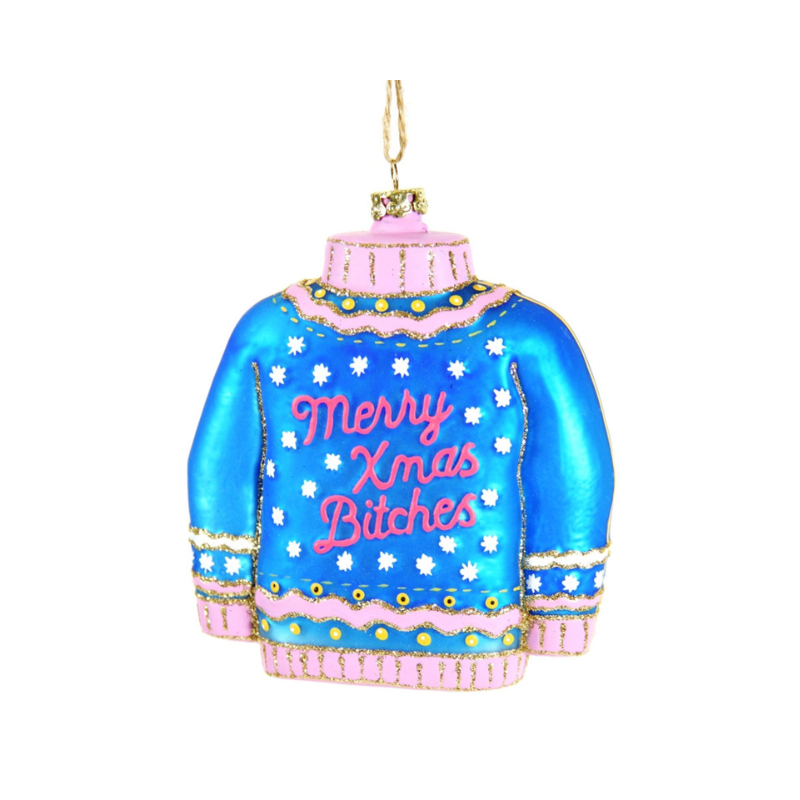 Christmas Sweater Ornament - Blue/Pink - Ornaments by Carlyle Avenue
