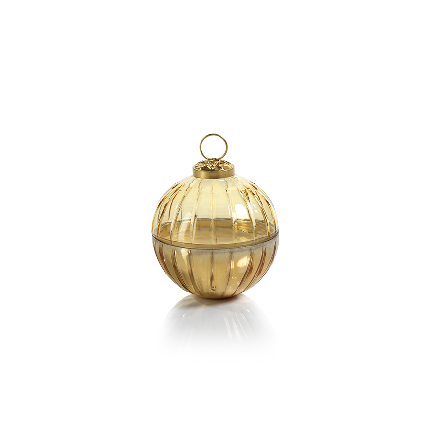 Etched Glass Ball Candle - Gold
