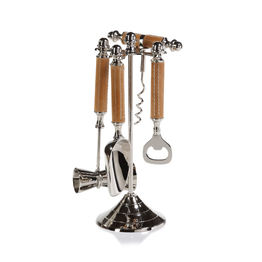 Equestrian Leather Bar Tool Set - Barware by Carlyle Avenue