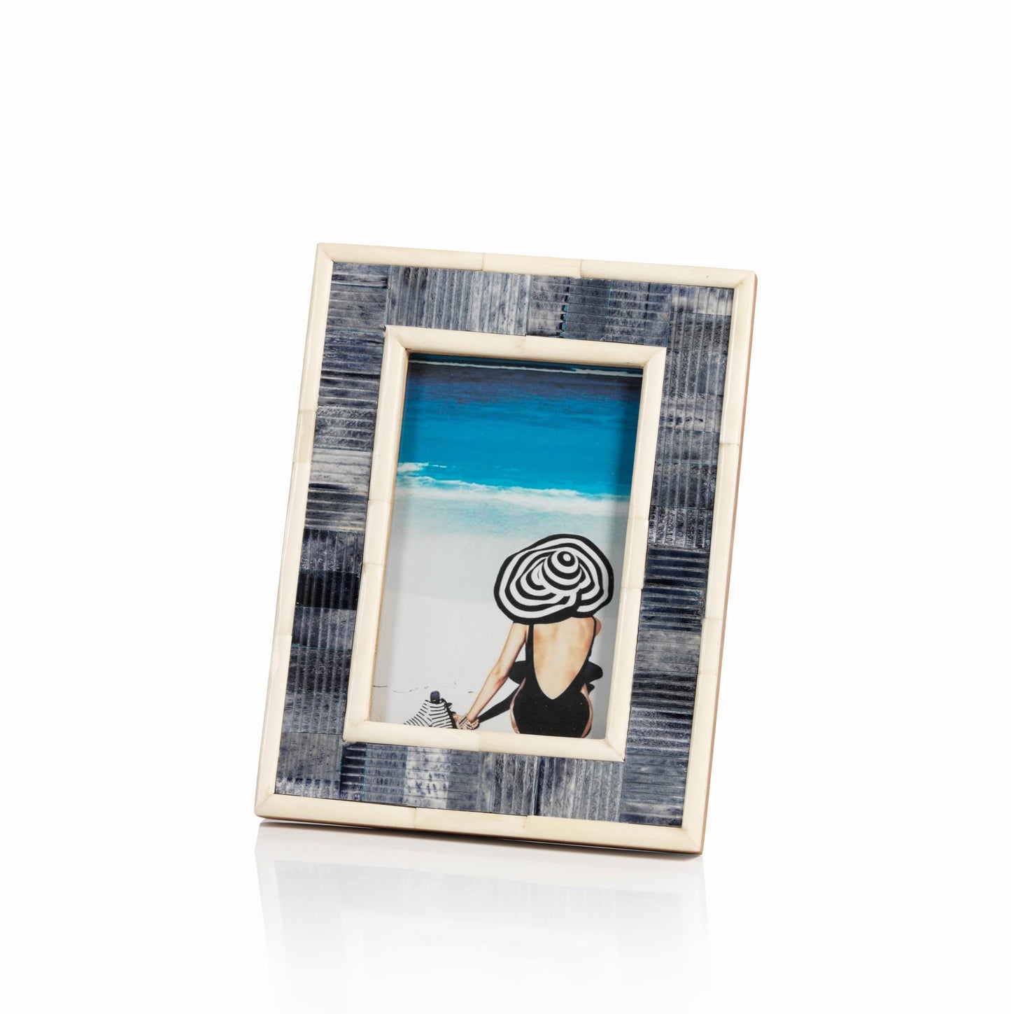 Mendocino Blue Carved Bone Photo Frame - Picture Frames by Carlyle Avenue