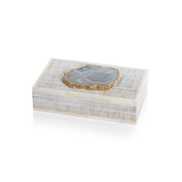 Chiseled Mangowood & Bone Box w/ Agate Stone - Decorative Accessories by Carlyle Avenue