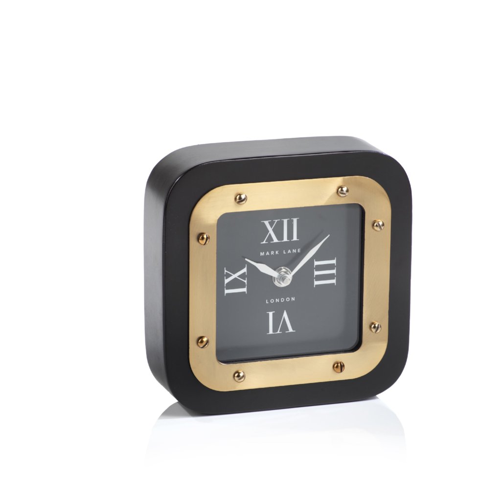 Mark Lane Table Clock - Black w/Gold - Clocks by Carlyle Avenue