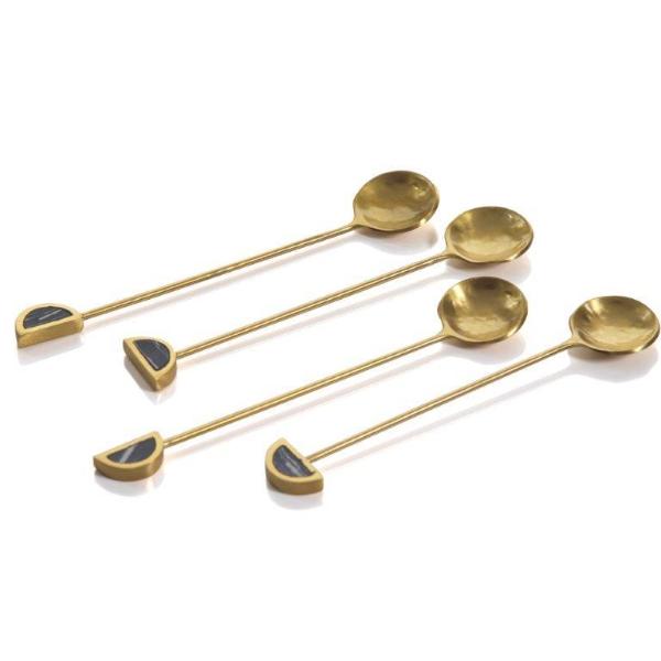 Fez Small Tea Spoons - 1 Set - Gold & Black - CARLYLE AVENUE