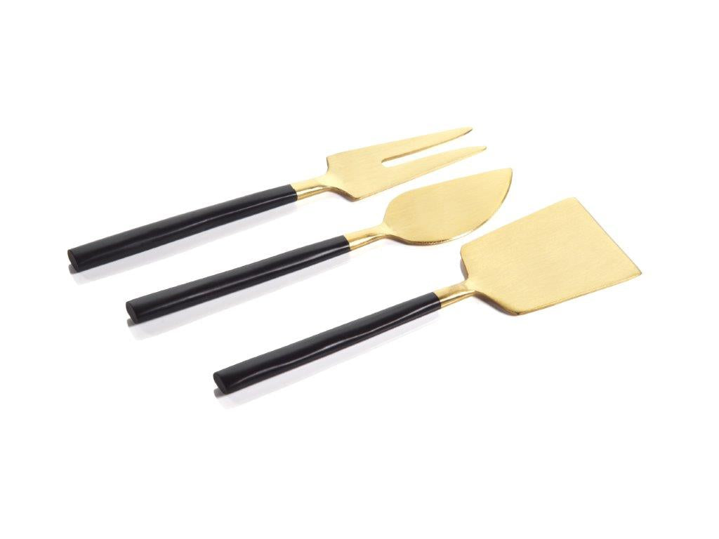 Maxfield Cheese Set - Matte Black & Gold - Cheese Knives by Carlyle Avenue