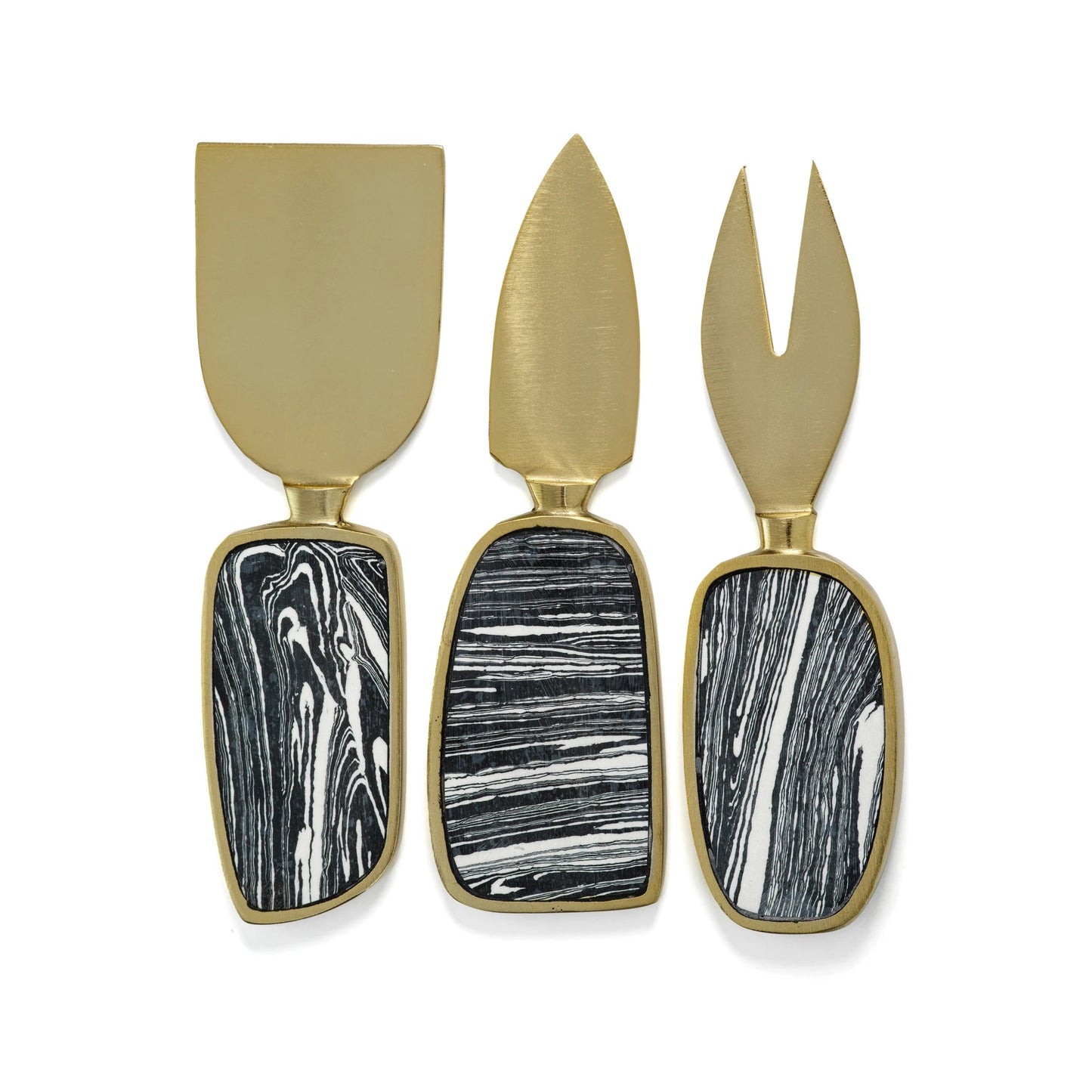 Amalfi Set/3 Cheese Tool Set - Black w/Gold - Cheese Knives by Carlyle Avenue