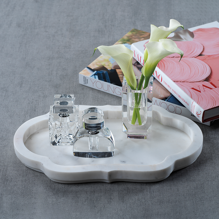 Pietre White Marble Tray - Trays by Carlyle Avenue