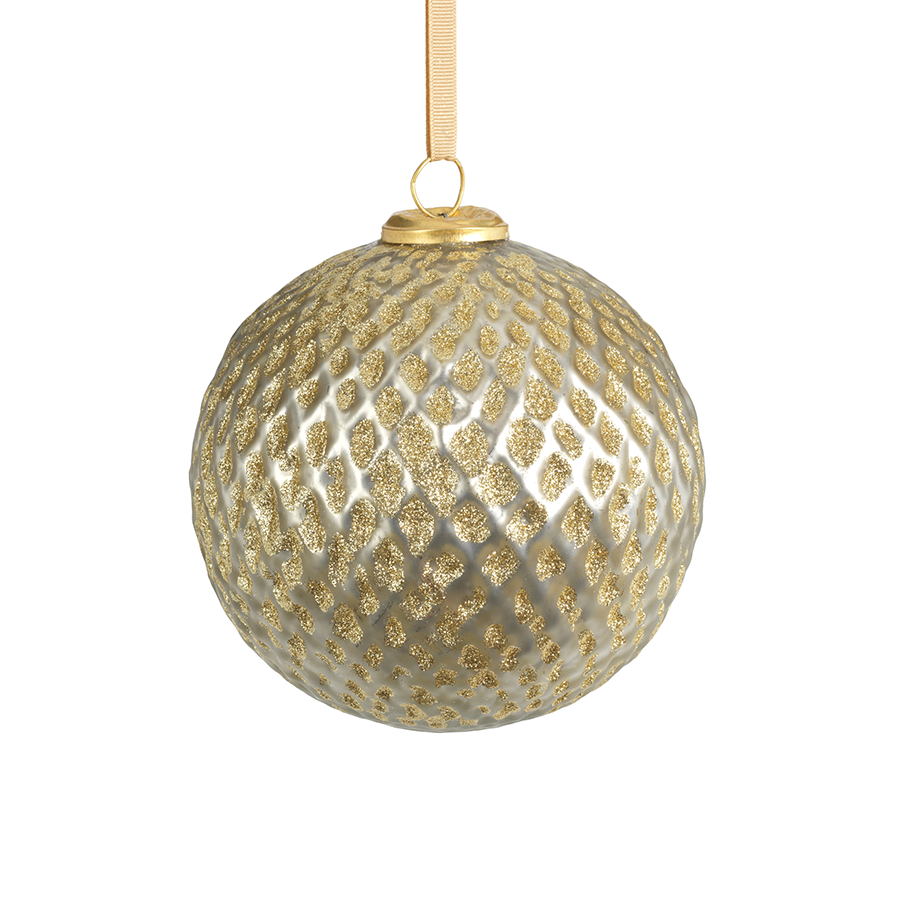 Beehive Glass Ornament - Silver w/Gold Glitter
