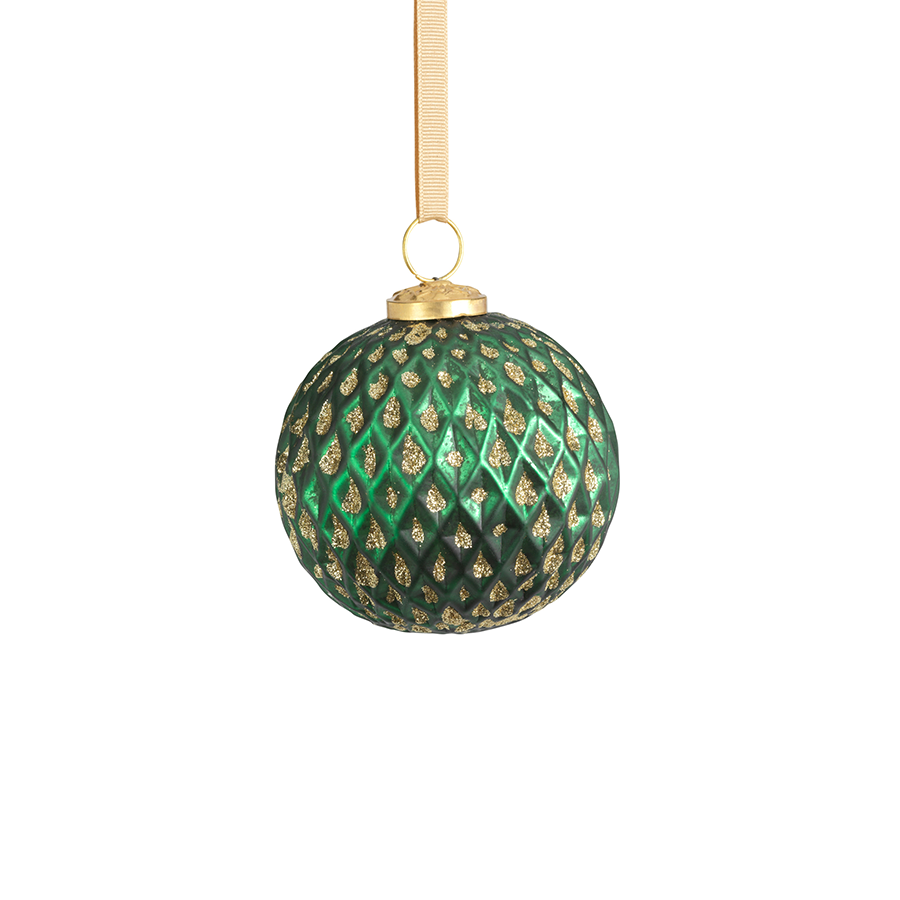 Beehive Glass Ornament - Green w/Gold Glitter - Ornaments by Carlyle Avenue