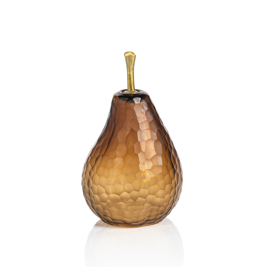 Decorative Amber Cut Glass Pear - Decorative Accessories by Carlyle Avenue