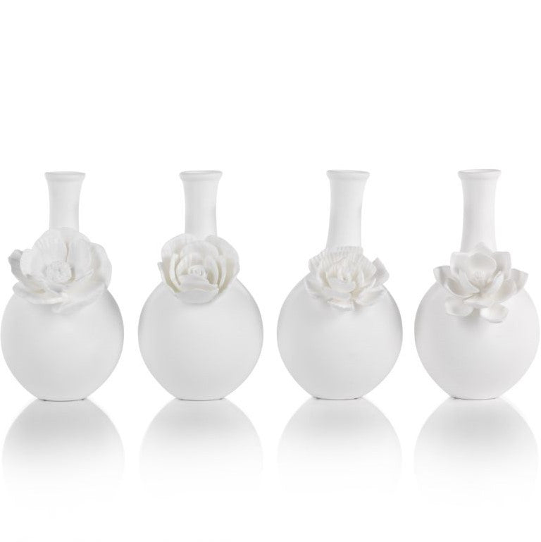 Cameo Long Neck Porcelain Bud Vases - Set of 4 - Decorative Accessories by Carlyle Avenue