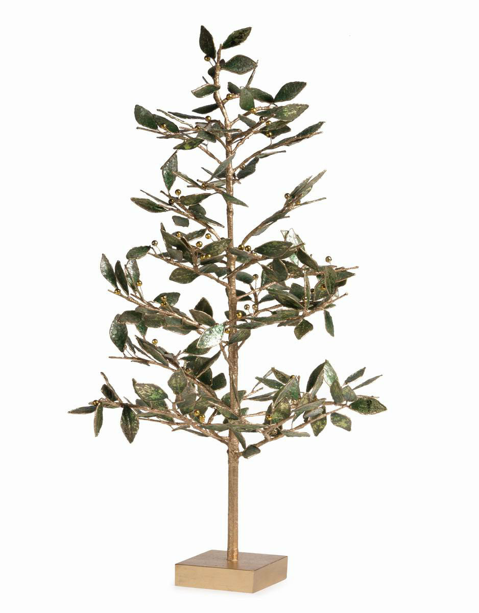 Golden Metal Tree with Green Leaves - Decorative Accessories by Carlyle Avenue