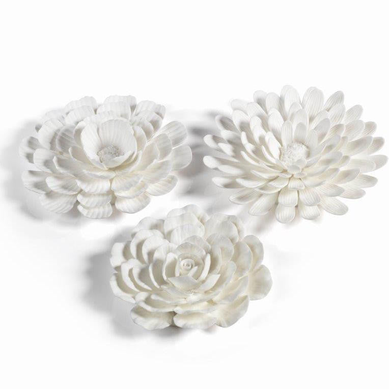 Porcelain Flower Table and Wall Decor - Set of 3 - Decorative Accessories by Carlyle Avenue