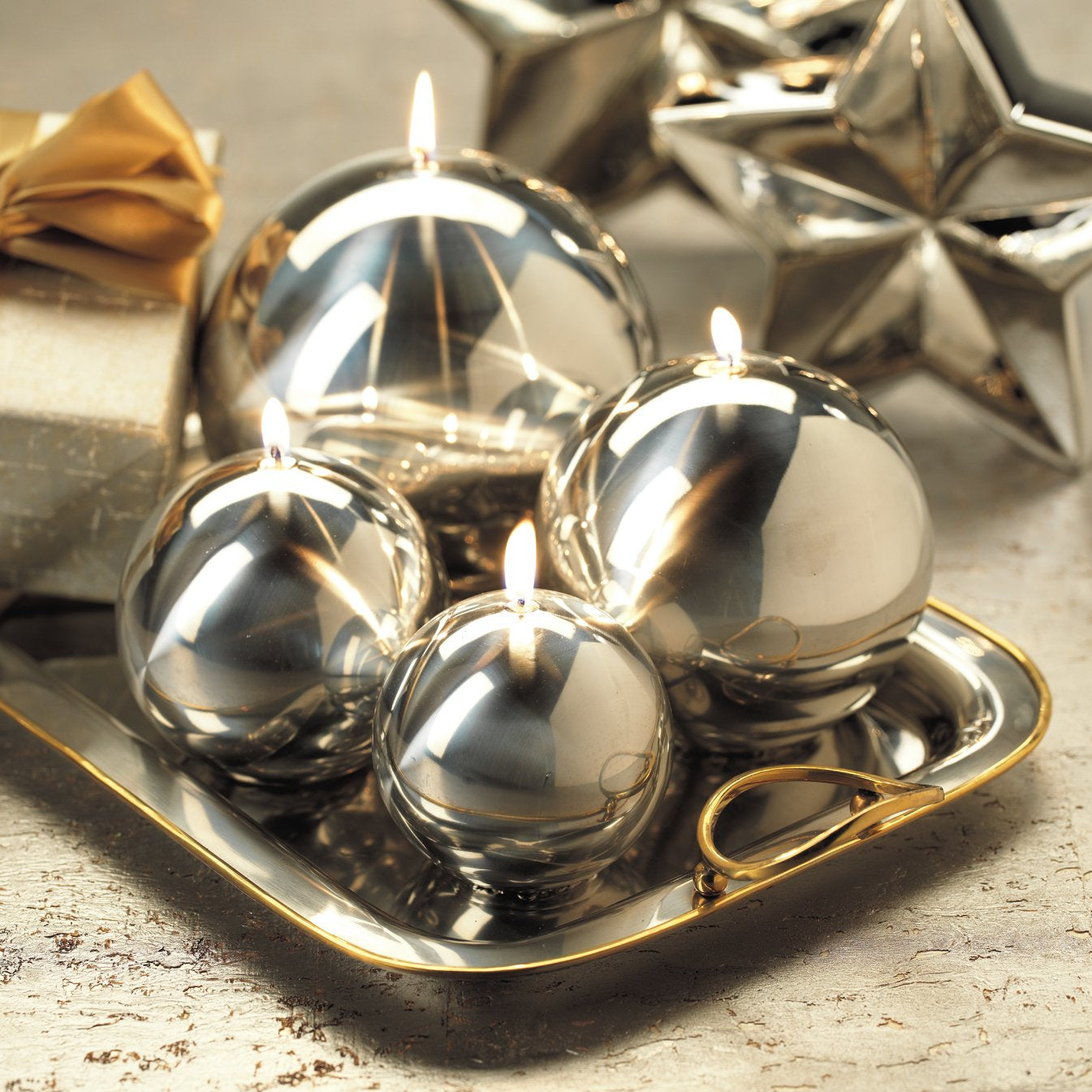 Titanium Ball Candle - Silver - Candles by Carlyle Avenue