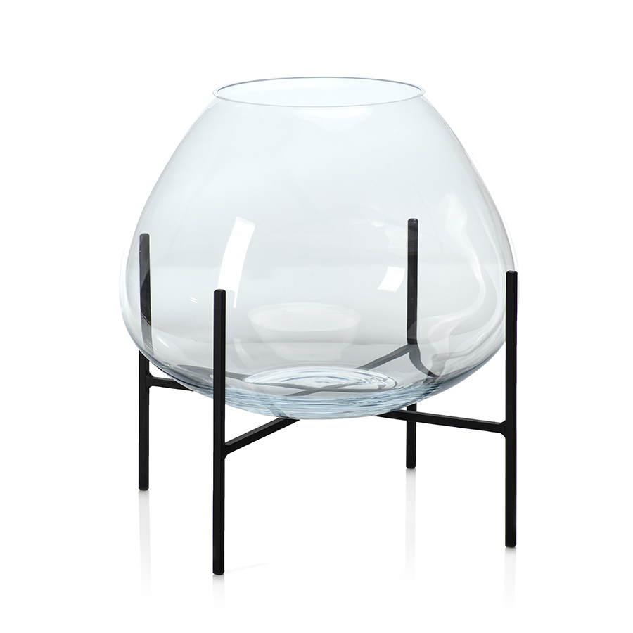 Bali Terrarium Blown Glass on Stand - Planter by Carlyle Avenue