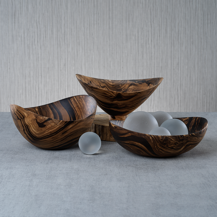Mango Wood Marbelized Bowls