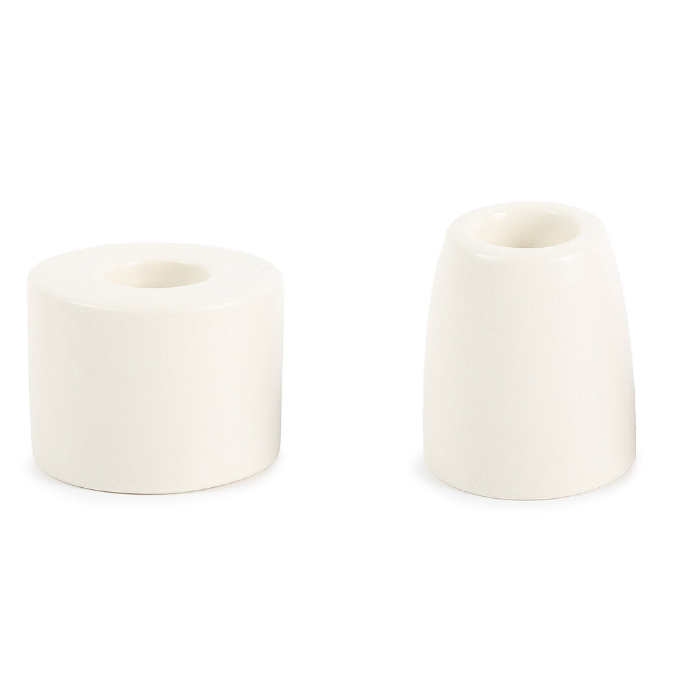 Petite Ceramic Taper Holders - Matte White - CARLYLE AVENUE