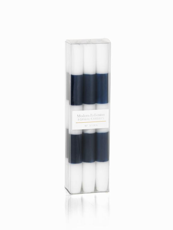 Modern & Festive Blue Formal Taper Candles - Box of 6 - CARLYLE AVENUE
