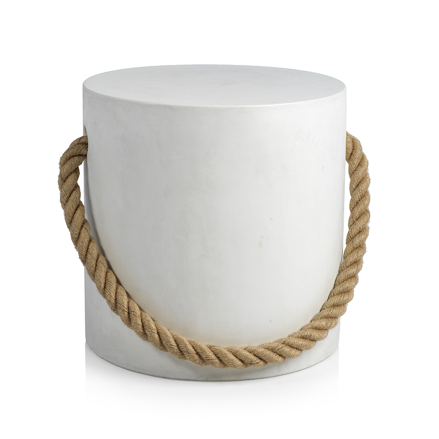Marina Concrete Stool w/Rope Accent - White - Furniture by Carlyle Avenue