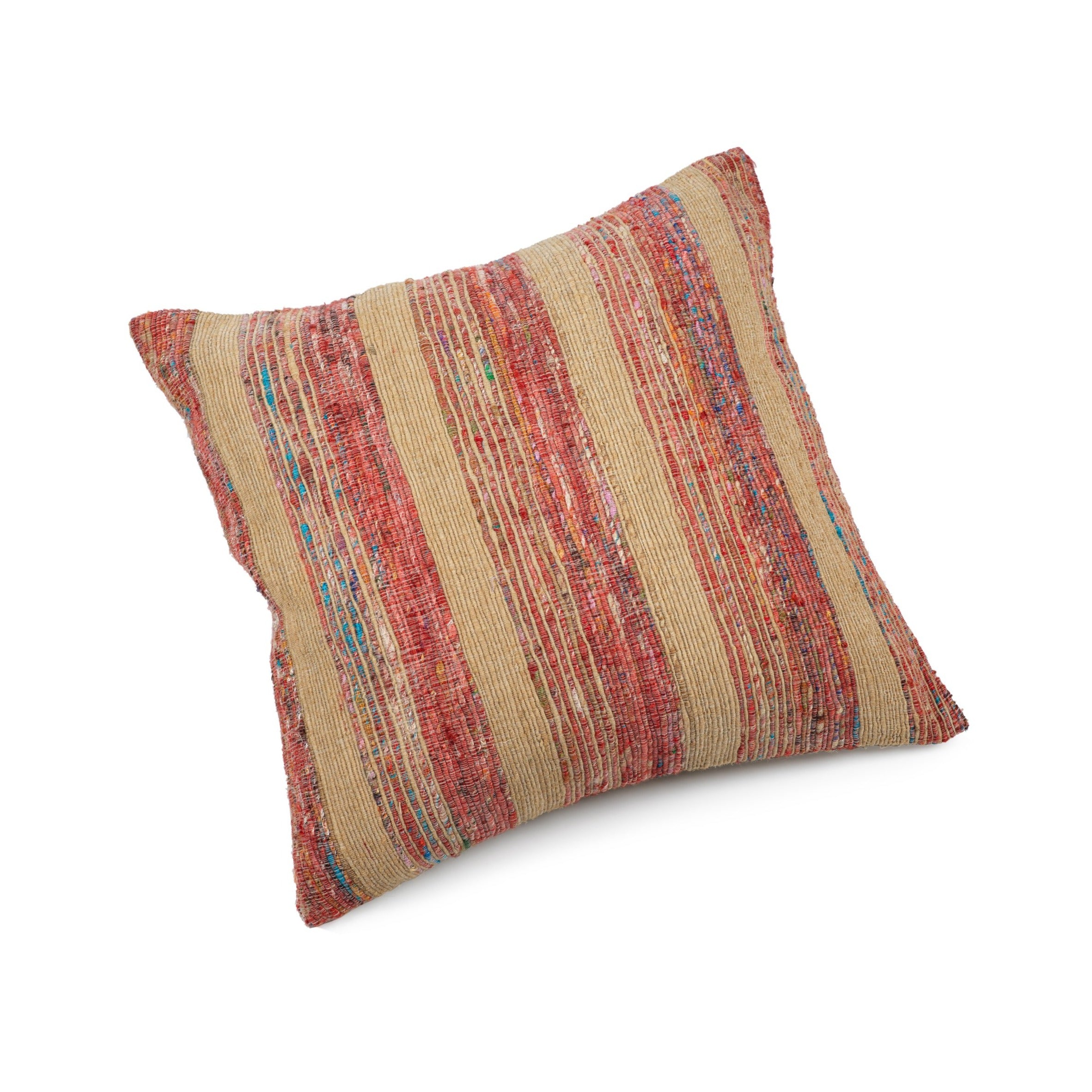 Masseria Cotton Throw Pillow - Multi Color w/ Natural Accent