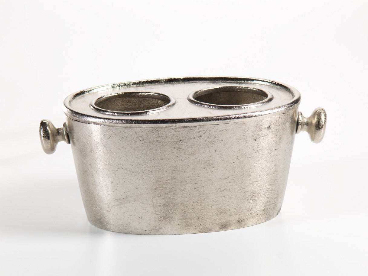 Raw Aluminum Two Bottle Wine Holder - Nickel - Barware by Carlyle Avenue
