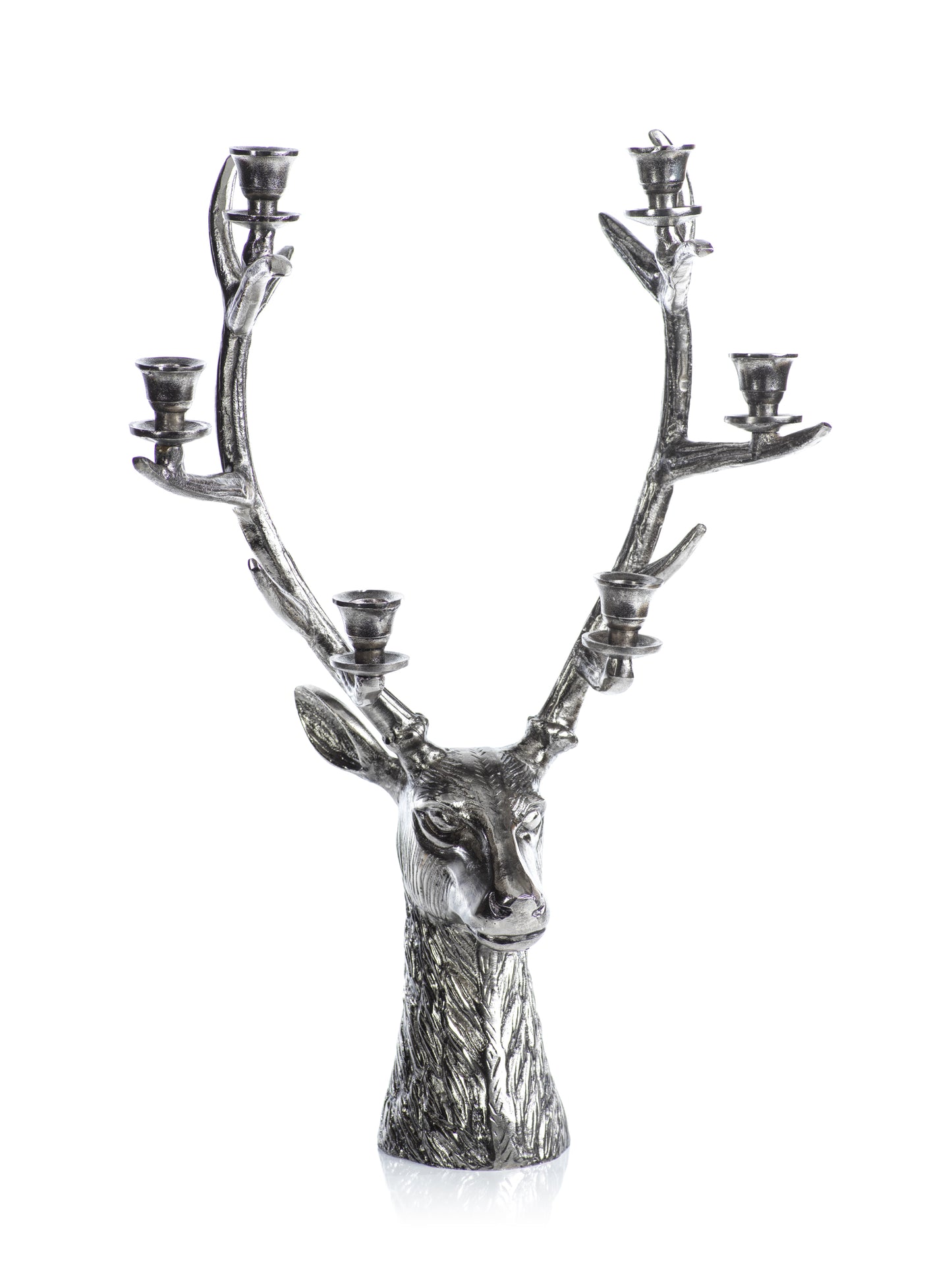 Stag Head 6 Tier Candleholder - Silver Antique - 2 Sizes - Candle Holders by Carlyle Avenue