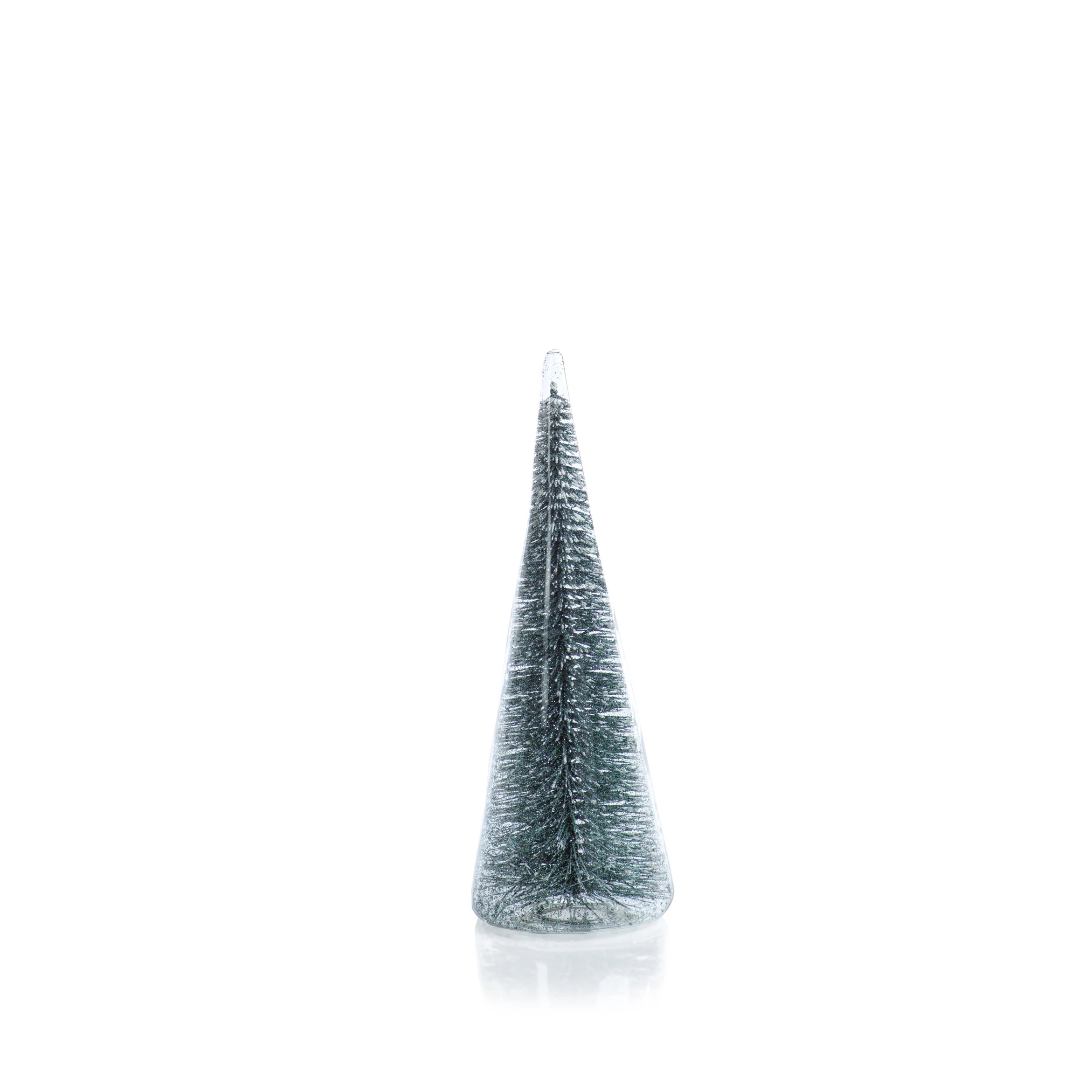 Clear Glass Decorative Tree w/Teal Glitter - CARLYLE AVENUE