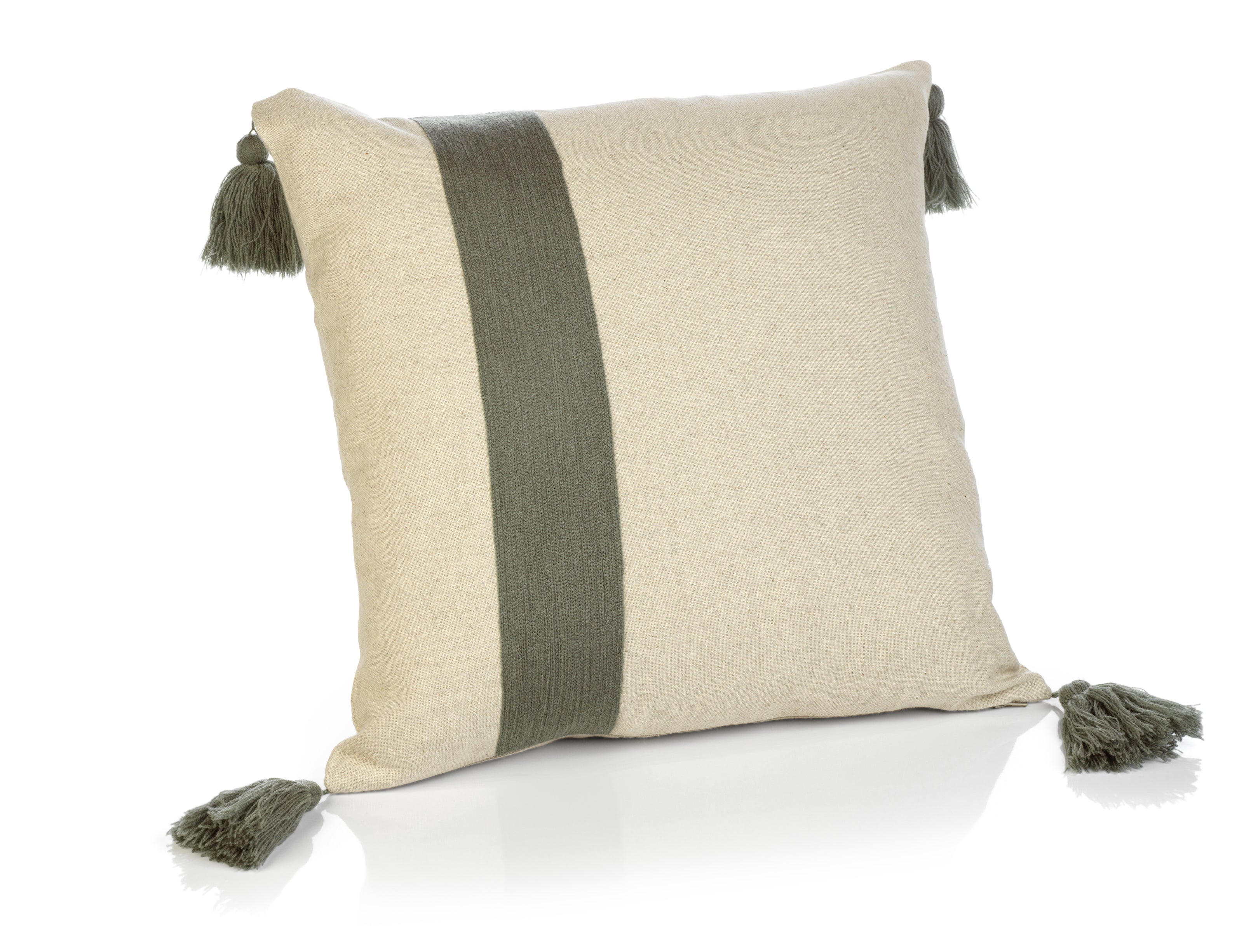Polignano Embroidered Throw Pillow w/Tassels - Sage - CARLYLE AVENUE