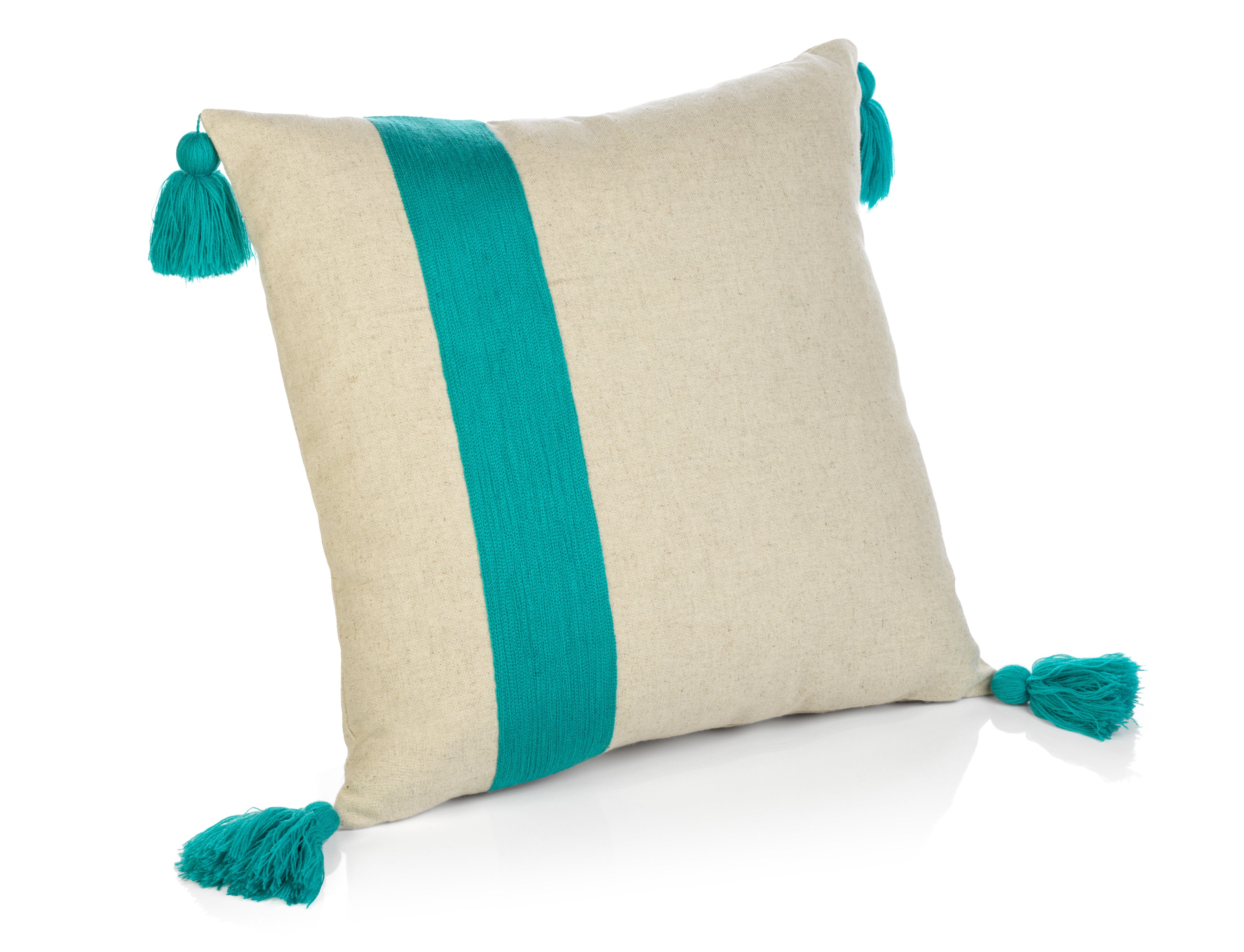 Polignano Embroidered Throw Pillow w/Tassels - Azure - CARLYLE AVENUE