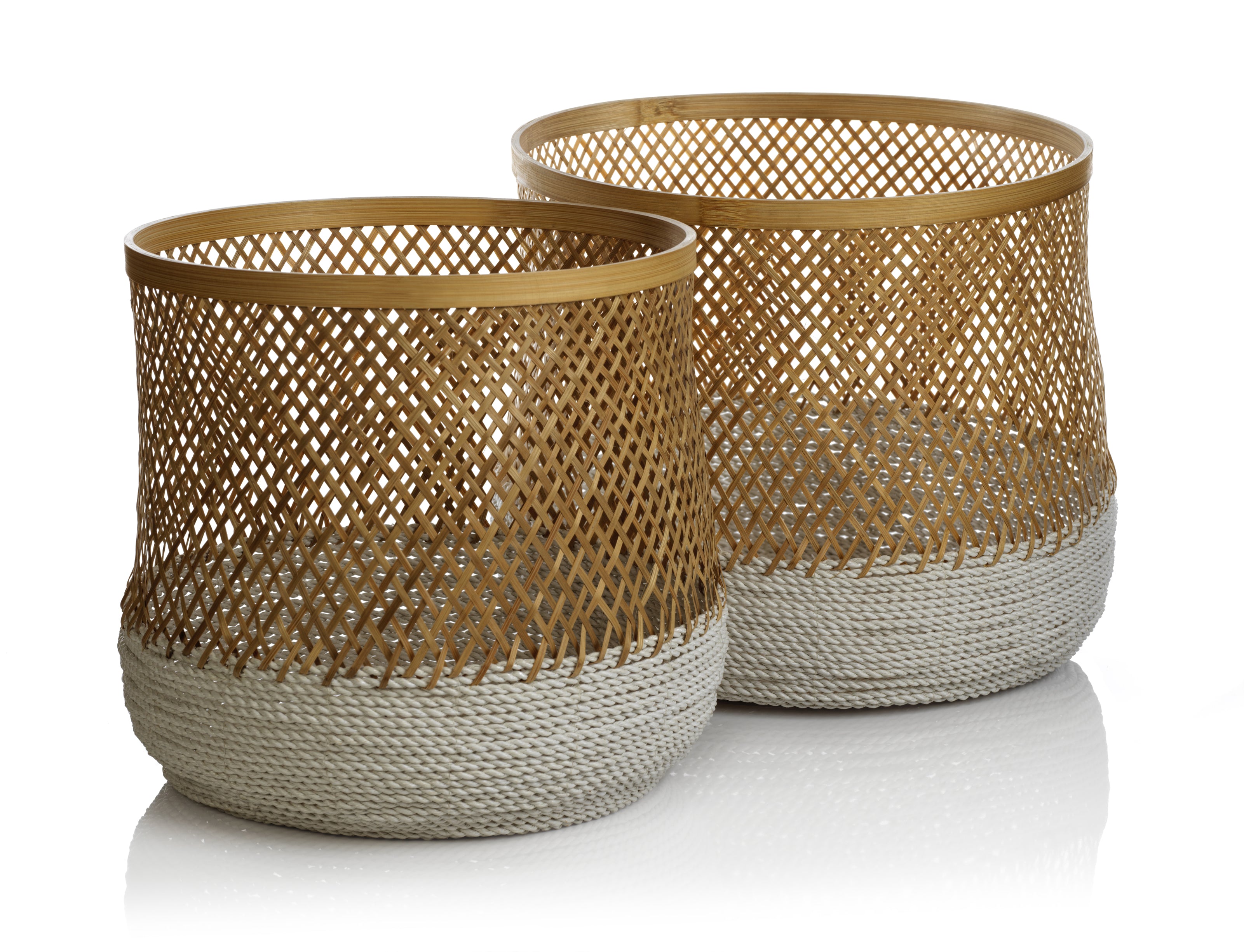 Andes Set of 2 Bamboo & Raffia Baskets