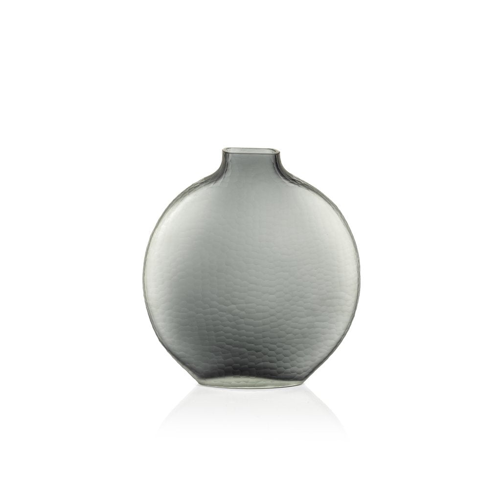 Indigo Smoke Gray Moon Shape Glass Vase - Vases by Carlyle Avenue