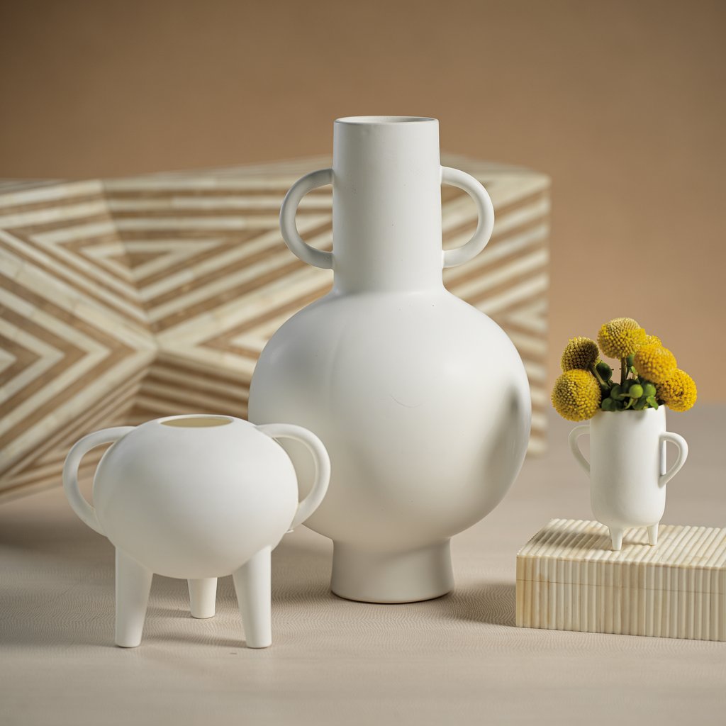 Aarhus White Stoneware Vase - Vases by Carlyle Avenue