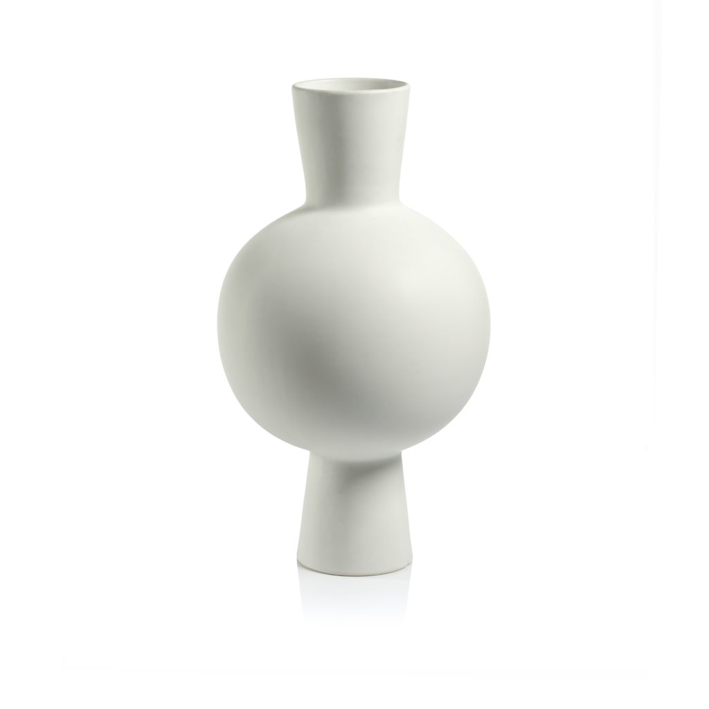 Oslo White Stoneware Vase - Vases by Carlyle Avenue