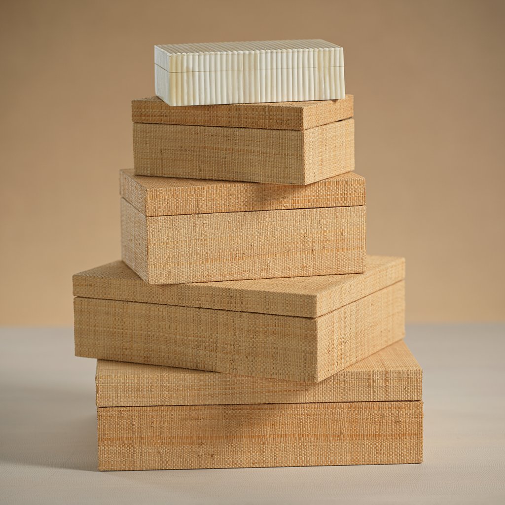 Bungalow Grasscloth Box - Boxes by Carlyle Avenue