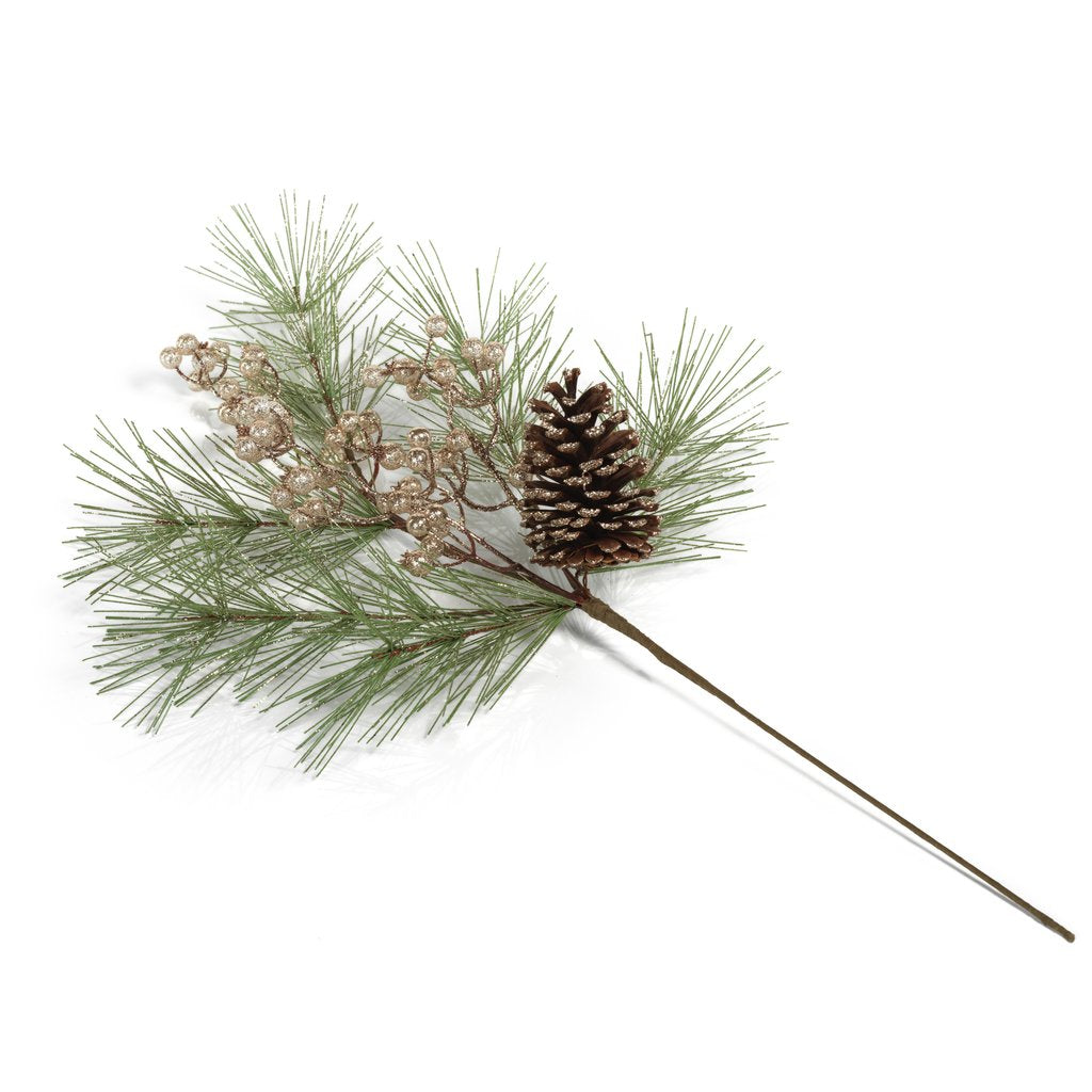Needle Pine Tree w/Glitter Pinecone Pick - Wreaths & Garlands by Carlyle Avenue