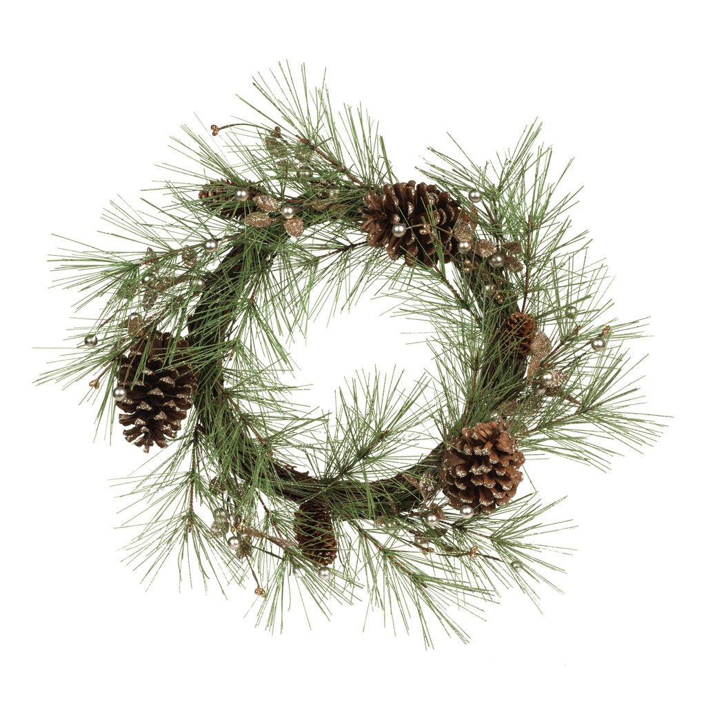 Needle Pine Tree w/Glitter & Pinecone Wreath - Wreaths & Garlands by Carlyle Avenue