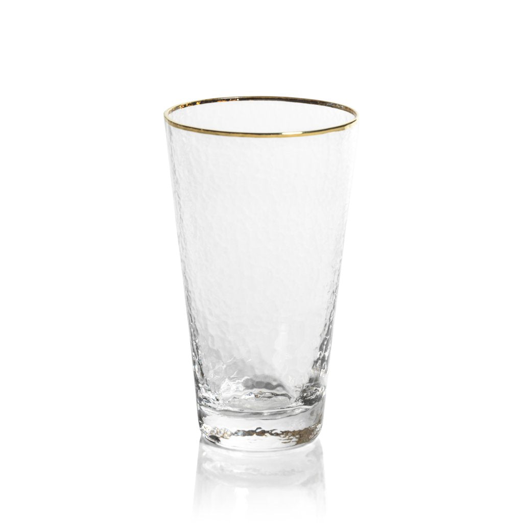 Negroni Hammered Tapered Glasses - Clear with Gold Rim - Glassware by Carlyle Avenue