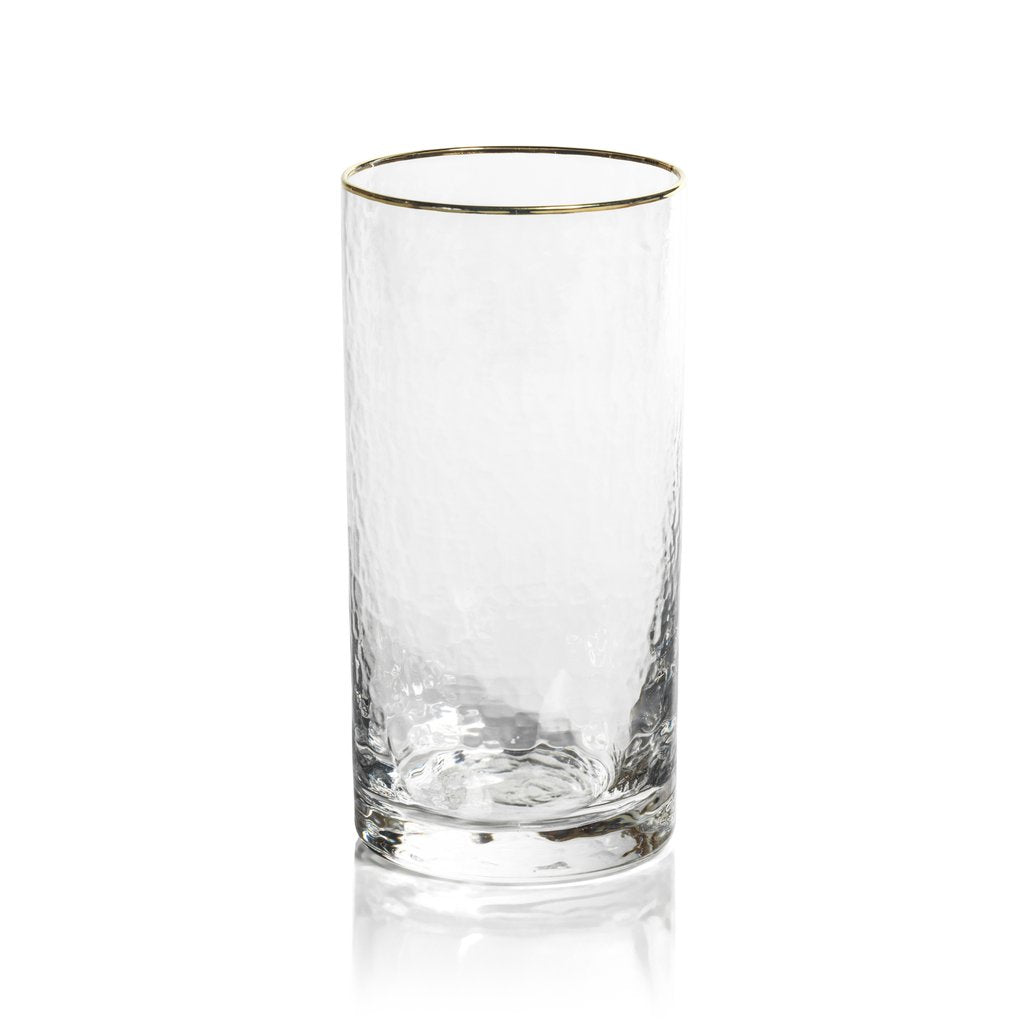 Negroni Hammered Glasses - Clear with Gold Rim - Glassware by Carlyle Avenue